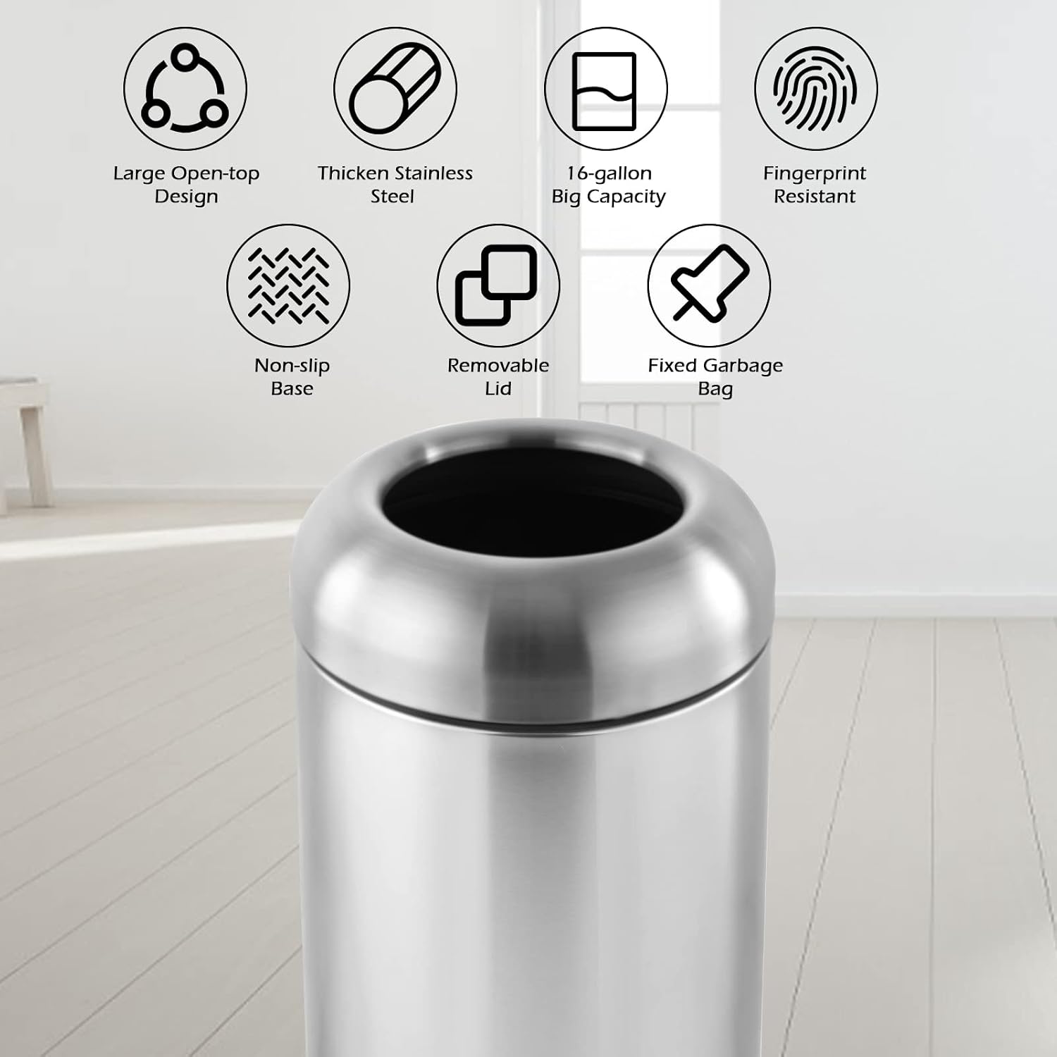 Cubo de basura grande de acero - Commercial Kitchen Bin reseña y precio