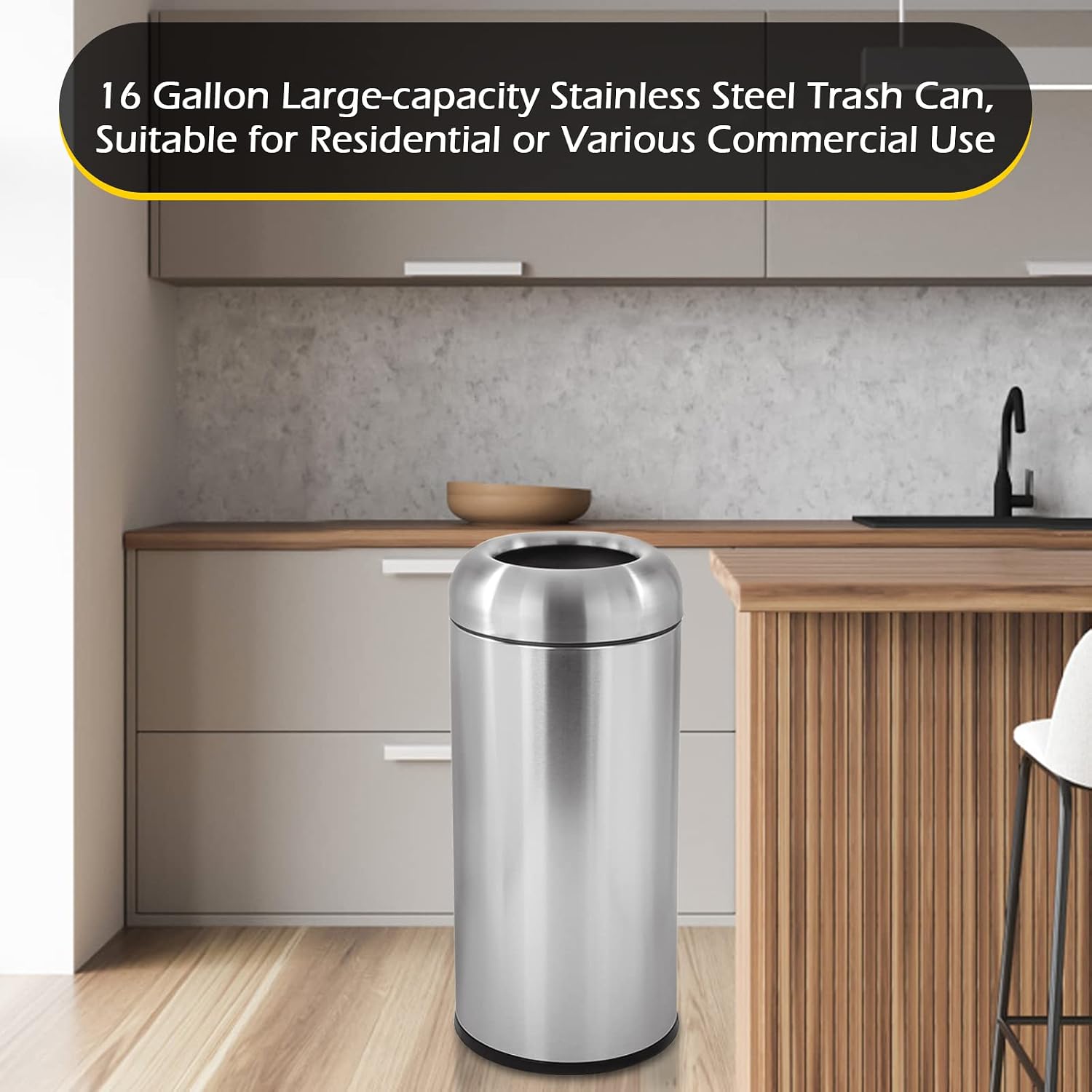 Cubo de basura grande de acero - Commercial Kitchen Bin reseña y precio